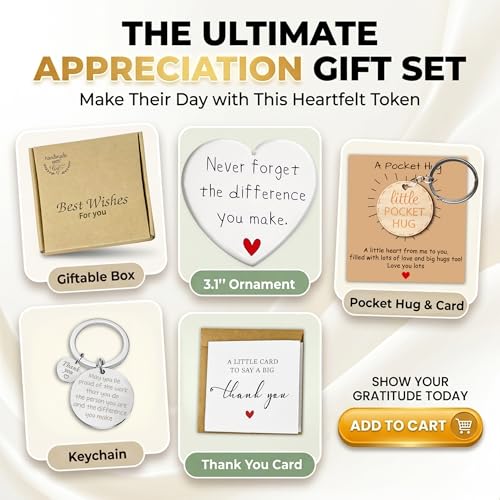 Thank You Gift Set for Teachers – Heart Ornament & Pocket Hug