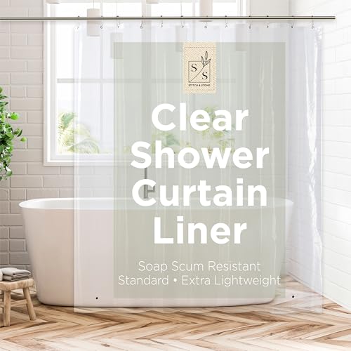 Stitch & Stone Clear Lightweight Shower Curtain Liner 70x72 Inches with Weighted Magnets, Pack of 1