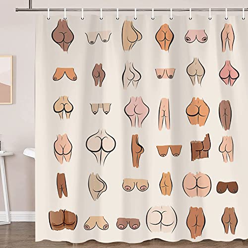 Funny Butt Shower Curtain - Waterproof Polyester Bathroom Decor 69x78