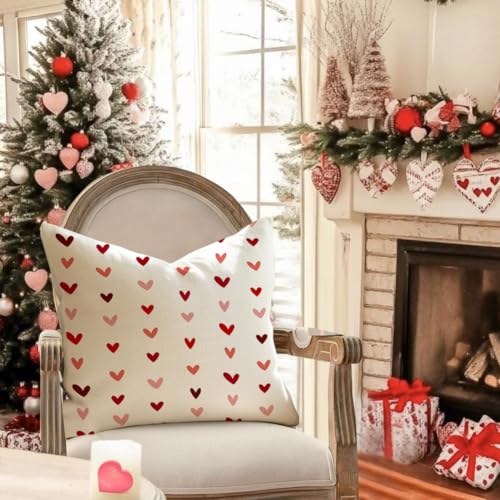 RABUSOFA Beige Valentine's Day Pillow Covers 18x18 Inch Set of 2
