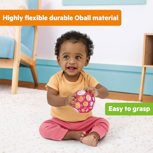 Bright Starts Oball Easy-Grasp Baby Rattle Ball - Pink, 4 Inches