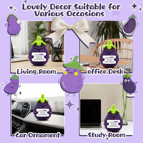 Handmade Crochet Eggplant Gift for Bonus Mom Birthday Christmas