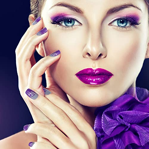DOPI Long Soft Gel Acrylic Press On Nails - Purple Butterflies 24-Piece Kit