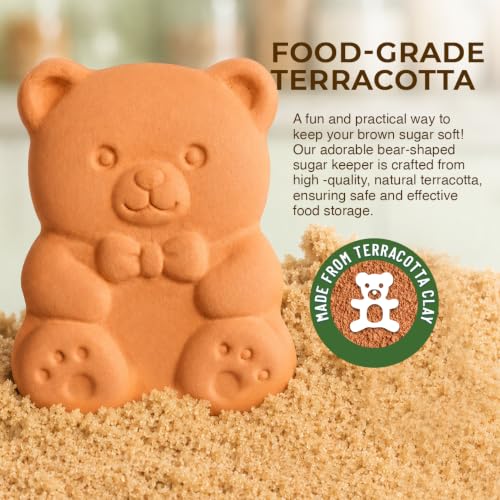 Vivid Works Brown Sugar Bear Keeper - Reusable Terracotta Moisture Regulator for Softening Sugar, 1 Pack
