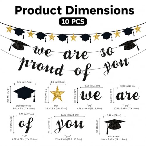 Graduation Decorations 2026 Black and Gold Party Banner Set