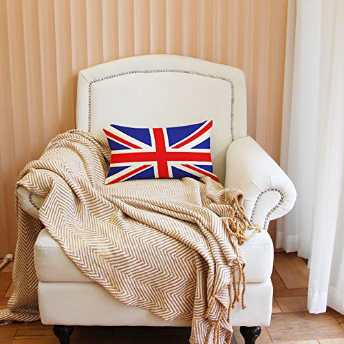 British Flag Lumbar Pillow Cover 12x20 Inch - Cotton Linen Cushion Case
