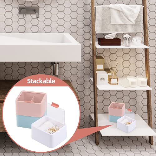 Tecbeauty 2-Slot Cotton Swab & Q-Tip Holder - White Bathroom Organizer Jar