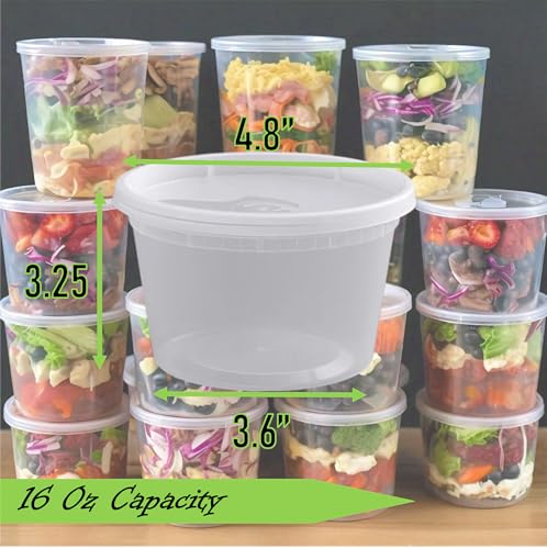 Mr Miracle 16 oz Clear Deli Containers with Lids - 12 Pack