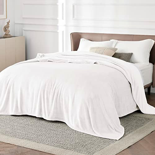 Bedsure GentleSoft Fleece Blanket California King White - Soft & Cozy 102x96