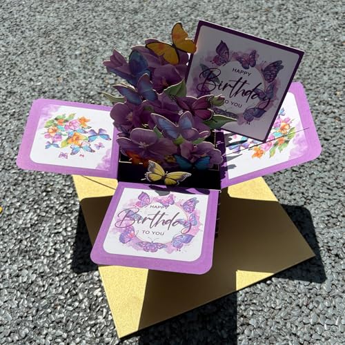 3D Butterfly and Flower Pop Up Greeting Card with Envelope