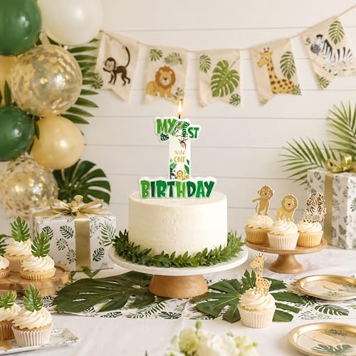 Wild One Birthday Candle - Jungle Animal Themed Cake Topper