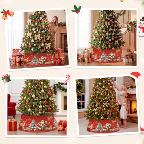 Christmas Tree Collar with Santa Claus Design - Red Santa Variation, Adjustable Fit