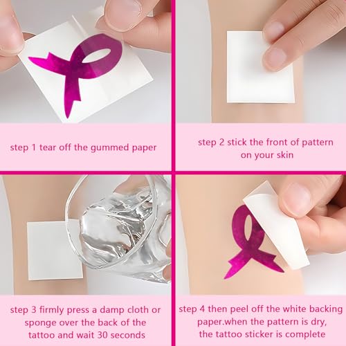 Pink Ribbon Temporary Tattoos Breast Cancer Awareness 96 Pcs
