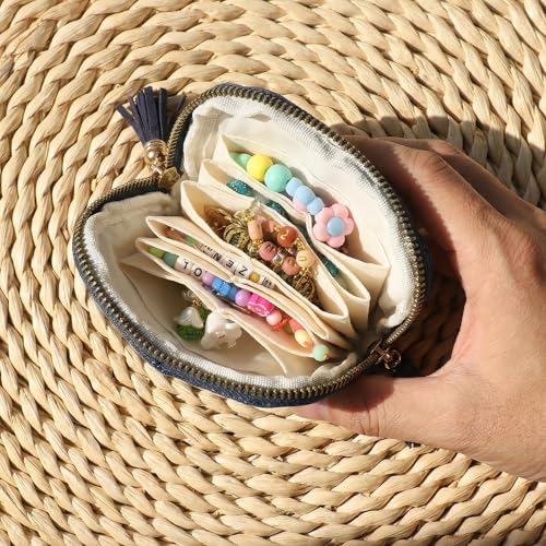 Travel Jewelry Case Organizer, Small Chenille Zipper Pouch for Earrings