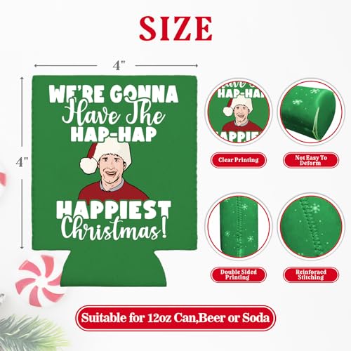 Funny Christmas Beer Can Coolers - 8 Pcs Holiday Beverage Sleeves, Reusable Neoprene Can Holders