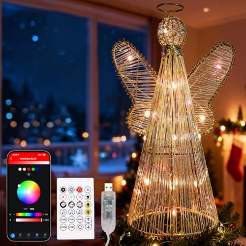 12-Inch Smart Christmas Tree Topper Angel with 80 Lighting Modes, App & Remote Control