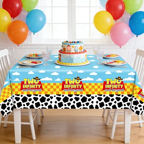 3 Pack Cartoon Story Birthday Party Tablecloths - Blue Yellow
