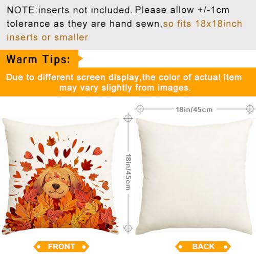 RABUSOFA Fall Pillow Covers 18x18 Inch with Dog Design
