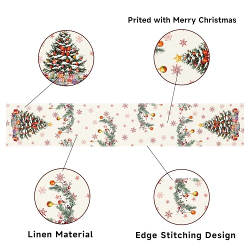 Christmas Table Runner 13x72 Inch with Xmas Tree Design