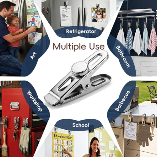Heavy Duty Magnetic Chip Bag Clips - 8 Pack Neodymium Food Storage & Office Organizers