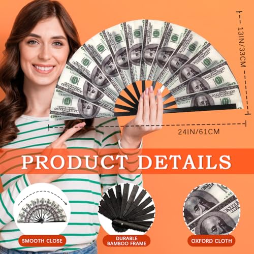 Large 13-Inch Multicoloured Folding Fan - UV Glow Rave Hand Fan
