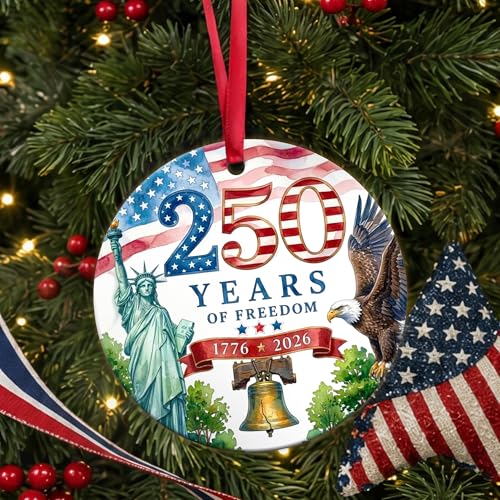 250th Anniversary Ceramic Ornament - Patriotic Blue Keepsake Decor