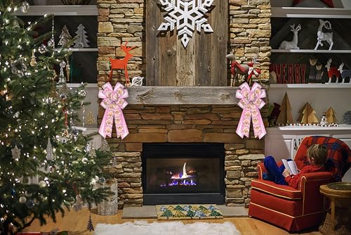 Estivaux 11.4" Pink Glitter Christmas Wreath Bow for Decor
