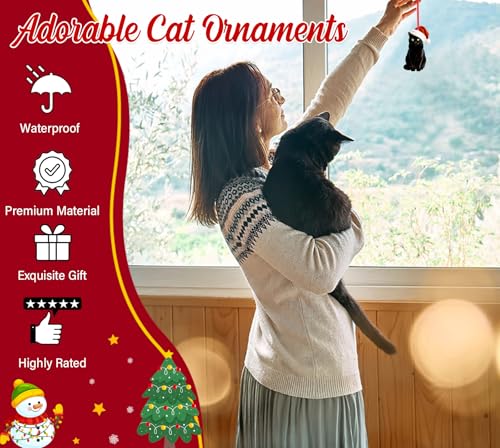 BIZIBAFF Black Cat Christmas Ornament - Acrylic 2D Lifelike Cat Decor B-blackcat