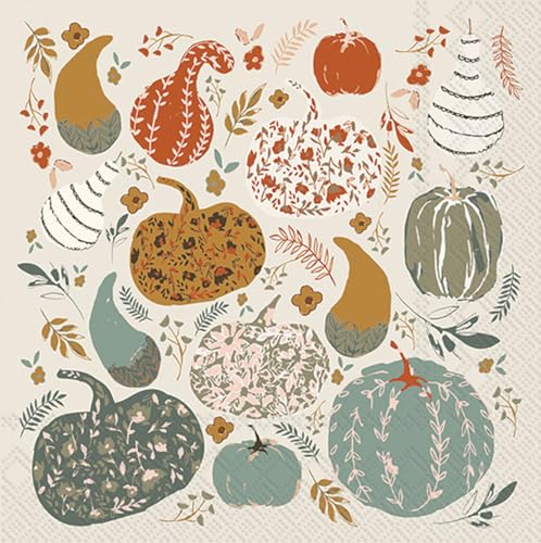 IHR Pumpkin Patch 3-Ply Cocktail Napkins - 20-Count, 5x5 inches