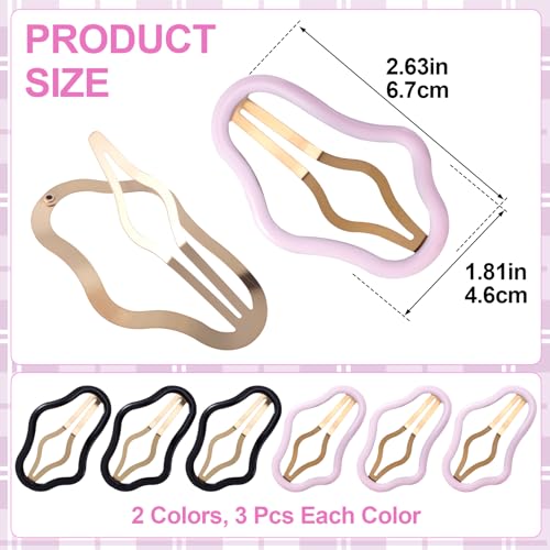 PAGOW 6 Pcs Cloud Metal Snap Hair Clips - Large Non-Slip Barrettes