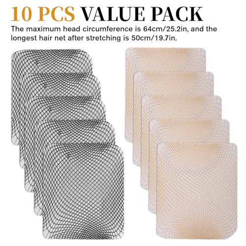 10 Pcs Mesh Wig Caps Stretchy Polyester Weaving Hair Nets
