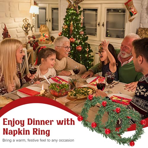 Christmas Wreath Napkin Rings - Set of 12 Berry Decor