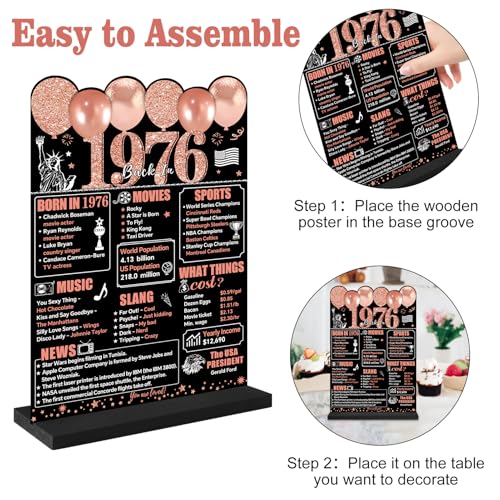 Rose Gold 50th Birthday Decoration Acrylic Table Sign with Stand