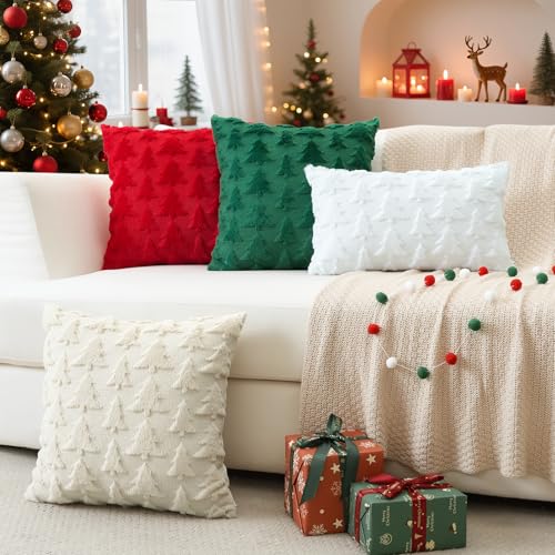 OTOSTAR 20x20 Inch Christmas Throw Pillow Cover - Soft Plush Faux Fur