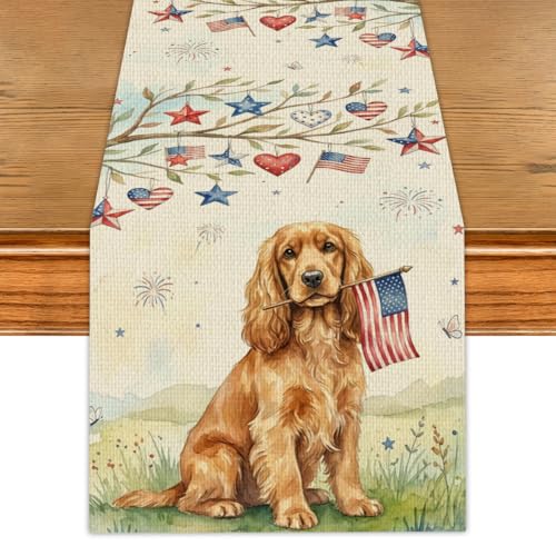 Patriotic Table Runner for Independence Day - 13x71 Inch