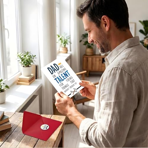 Funny Father's Day Greeting Card with Envelope and Sticker for Dad