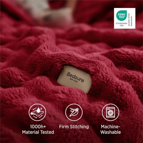 Bedsure Cloud Bubble Throw Blanket - Red, 50x60 Inches, Christmas Decor
