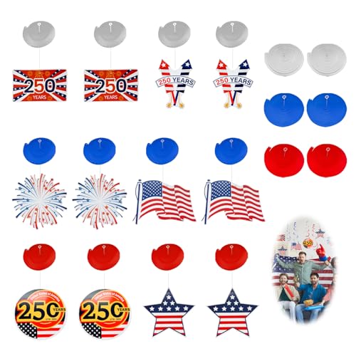 250th Anniversary USA Hanging Decorations - Patriotic Swirls