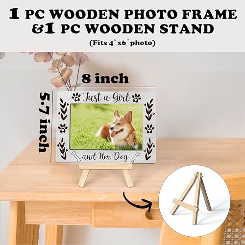 Dog Lover Gift Photo Frame - Just A Girl And Her Dog - Birthday Tabletop Decor