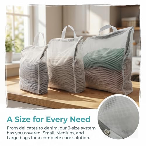 Mesh Laundry Bags 3-Pack for Delicates - Large, Medium, Small