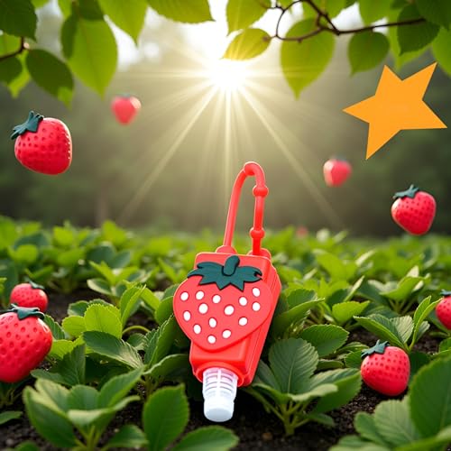 Strawberry Refillable Travel Hand Sanitizer Bottle with Silicone Sleeve