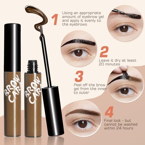 Anguishil Peel Off Eyebrow Gel with Stencils - Light Brown Waterproof