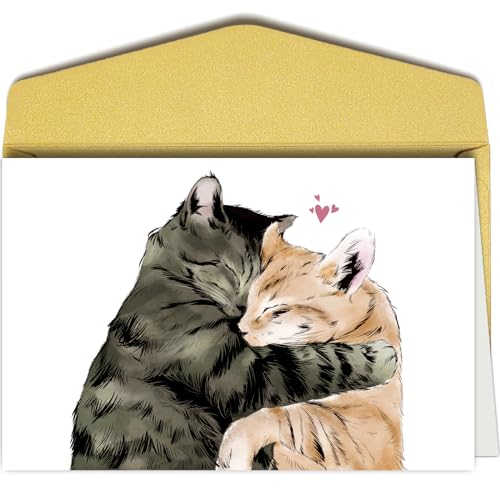 Cute Cat Cuddling Valentine's Day Card for Him/Her