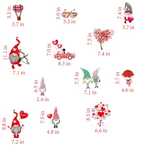 Valentine's Day Gnome Window Decals - 149 Pcs Window Clings