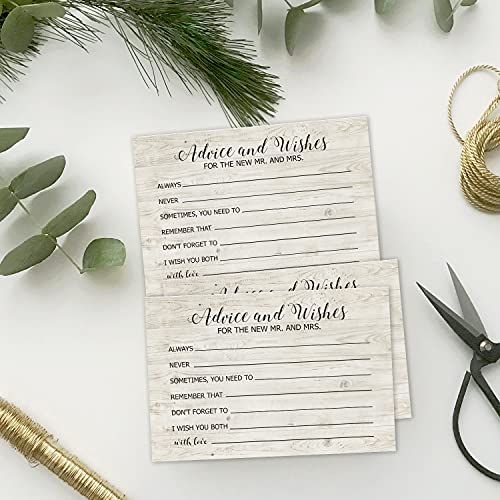 Rustic Wedding Advice and Wishes Cards 4x6 Inch - Pack of 50
