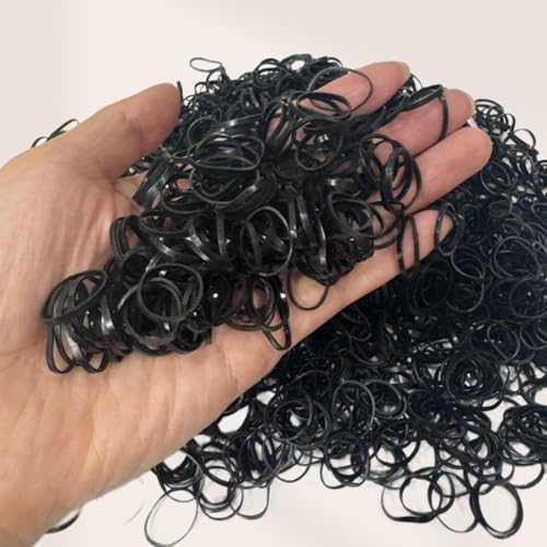 PIDOUDOU 2000 Pcs Mini Hair Rubber Bands - Black Elastic Hair Ties for Braids