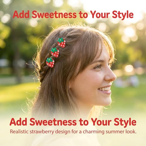 20 Pcs Mini Strawberry Hair Claw Clips Cute Tiny Fruit Barrettes