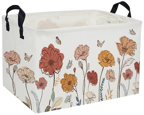 Flower Cluster Rectangular Storage Basket - Cute Organizer Bin