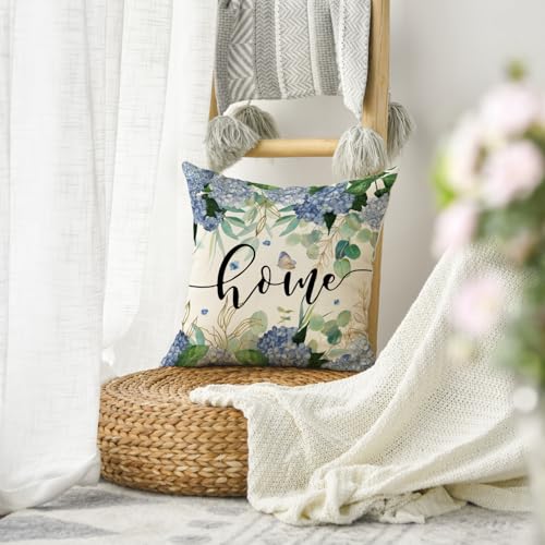 AVOIN Colorlife Hydrangea Floral Throw Pillow Cover, 18x18