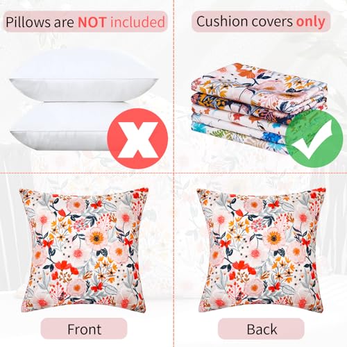 20x20 Waterproof Floral Outdoor Pillow Covers - Set of 2